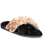 I.n.c. Faux-fur Cross Band Slippers, Created For Macy's