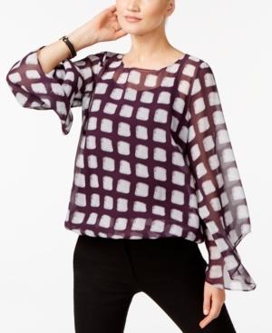 Alfani Petite Printed Bubble-hem Top, Created For Macy's