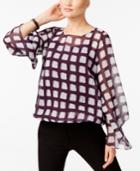 Alfani Petite Printed Bubble-hem Top, Created For Macy's