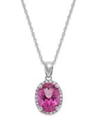 14k White Gold Pink Topaz (2 Ct. T.w.) And Diamond Accent Pendant Necklace