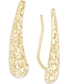 Textured Curved Ear Crawler Earrings In 14k Gold