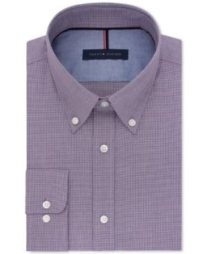 Tommy Hilfiger Men's Slim Fit Red Check Dress Shirt