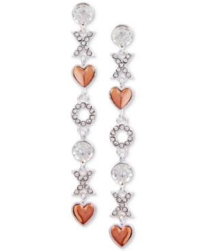 Guess Two-tone Crystal, Xo & Heart Linear Drop Earrings