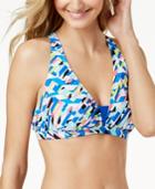 Go By Gossip Crossed Signals Strappy-back Bralette Bikini Top Women's Swimsuit