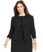 Tahari Asl Plus Size Four-button Three-quarter-sleeve Jacket