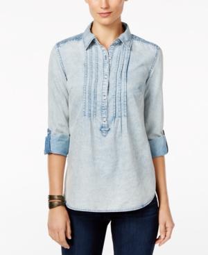 Vintage America Pleated Embroidered Top