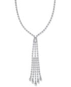 Nina Silver-tone Crystal Lariat Necklace