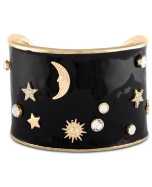 Rachel Rachel Roy Gold-tone Epoxy Crystal Celestial Wide Cuff Bracelet