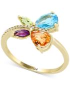 Effy Multi-gemstone (1-7/8 Ct. T.w.) & Diamond Accent Butterfly Ring In 14k Gold