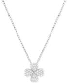 Swarovski Rhodium-plated Crystal Pave Four-leaf Clover Pendant Necklace