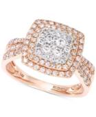 Pave Rose By Effy Diamond Square Ring In 14k White And Rose Gold (3/4 Ct. T.w.)