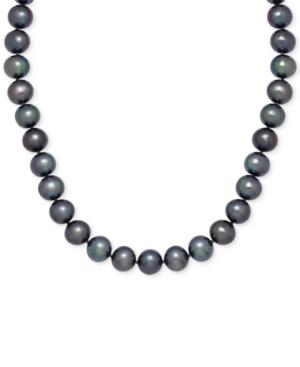 Honora Style Black Dyed Freshwater Pearl Strand Necklace (8-9mm) In 14k Gold