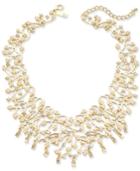 I.n.c. Rose Gold-tone Pearl & Crystal Vine Statement Necklace, 16 + 3 Extender, Created For Macy's