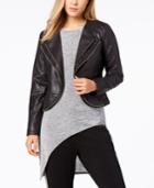 Bar Iii Tiered Faux-leather Moto Jacket, Created For Macy's