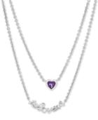 Amethyst (3/8 Ct. T.w.) & White Topaz (1/8 Ct. T.w.) Love Layered 17 Pendant Necklace In Sterling Silver