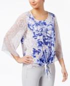 Jm Collection Embellished Tie-front Top, Only At Macy's