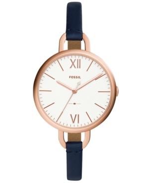 Fossil Women's Annette Navy Leather Strap Watch 36mm