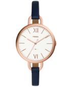 Fossil Women's Annette Navy Leather Strap Watch 36mm