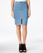 Marilyn Monroe Juniors' Zip-front Denim Midi Pencil Skirt