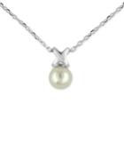 Majorica Sterling Silver White Imitation Pearl Pendant Necklace