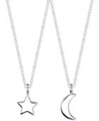 Unwritten Star And Moon Pendant Necklace Set In Sterling Silver