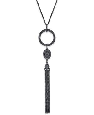 Inc International Concepts Jet-tone Pave And Tassel Long Lariat Necklace, Only At Macy's