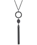 Inc International Concepts Jet-tone Pave And Tassel Long Lariat Necklace, Only At Macy's