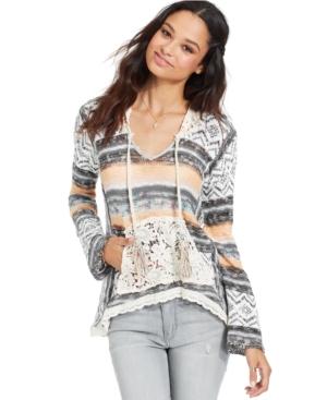 American Rag Juniors' Lace Hood Pullover Sweater