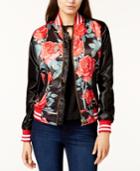 Chrldr Rose-print Varsity Bomber Jacket
