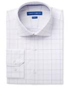 Vince Camuto Men's Slim-fit Comfort Stretch Iris/white Glen Plaid Dress Shirt