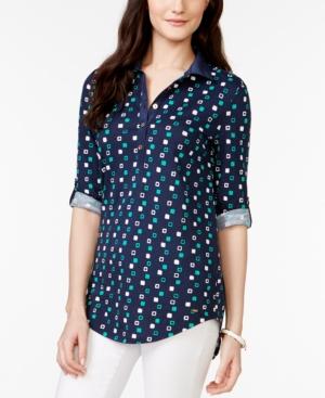 Tommy Hilfiger Printed Roll-tab-sleeve Tunic