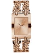 Guess Women's Rose Gold-tone Stainless Steel Double Chain Bracelet Watch 28mm