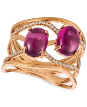 Le Vian Raspberry Rhodolite (3 Ct. T.w.) And Diamond (1/8 Ct. T.w.) Ring In 14k Rose Gold