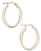 Twisted Oval Hoop Earrings In 10k Gold