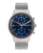 Kenneth Cole New York Men's Multifunction Silver Mesh Bracelet Watch 43mm