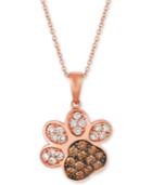 Le Vian Nude & Chocolate Diamond Paw Print 20 Pendant Necklace (3/4 Ct. T.w.) In 14k Rose Gold