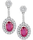 Certified Ruby (1-1/5 Ct. T.w.) & Diamond (1/2 Ct. T.w.) Drop Earrings In 14k White Gold