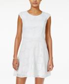 Emerald Sundae Juniors' Lace Cap-sleeve Fit & Flare Dress