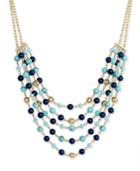 Charter Club Gold-tone Blue Bead Multi-row Necklace, Only At Macy's