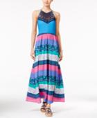 Tommy Hilfiger Printed Crochet-detail Maxi Dress