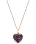 Le Vian Chocolatier Amethyst (1/4 Ct. T.w.) And Diamond (1/5 Ct. T.w.) Pave Heart Pendant Necklace In 14k Rose Gold
