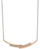 Diamond Layered Bar Necklace (1/5 Ct. T.w.) In 14k Rose Gold, 16 + 2 Extender