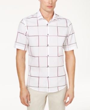 Alfani Men's Short-sleeve Classic-fit Windowpane Shirt, Created For Macy's