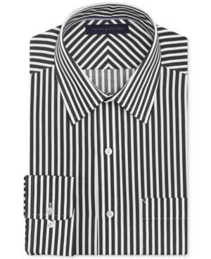 Tommy Hilfiger Dress Shirt, Non-iron Black Stripe Long-sleeved Shirt