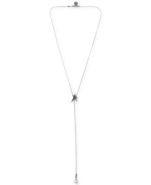 Bcbg Hematite-tone Crystal Star 22 Lariat Necklace