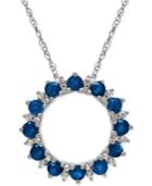 Sapphire (1-1/5 Ct. T.w.) And White Topaz (1/10 Ct. T.w.) Pendant Necklace In Sterling Silver