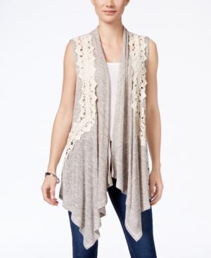Style & Co. Crochet-inset Draped Vest, Only At Macy's