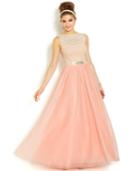 Teeze Me Juniors' Glittered Lace Ball Gown