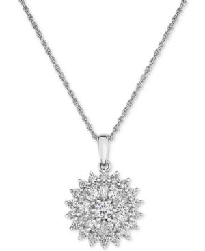 Diamond Flower Cluster Pendant Necklace (1 Ct. T.w.) In 14k White Gold