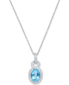 Blue Topaz (1-1/3 Ct. T.w.) And Diamond (1/4 Ct. T.w.) Pendant Necklace In 14k White Gold